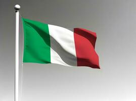 Italie nationale drapeau agitant sur gris Contexte photo