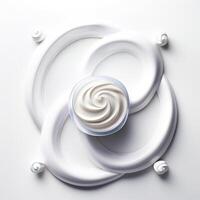 intemporel beauté concept avec peau se soucier crèmes et infini symbole ai génératif photo