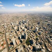 une drone panoramique la perspective de villes et paysages révélateur le invisible immensité et subtilités de notre monde ai génératif photo