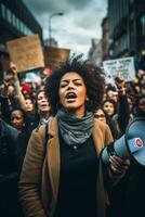 essence de social activisme avec non recadrée manifestants marcher pour noir vies matière et lgbtq droits ai génératif photo