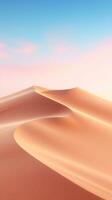 tranquille le sable dunes en dessous de une pastel ciel, exsudant sérénité et idéal pour Voyage et bien-être annonces ai génératif photo