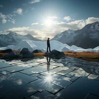 délicat équilibre entre homme et la nature mettant en valeur pressage environnement problèmes et le urgence de durabilité ai génératif photo