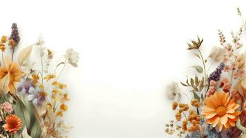 floral Cadre décoration isolé sur blanc Contexte ai généré photo
