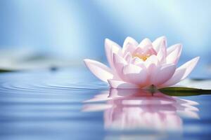 une flottant lotus fleur sur le calme surface de une étang symbolise le potentiel pour transformation et spirituel croissance par le entraine toi de méditation et pleine conscience. ai génératif photo