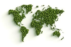 monde carte vert herbe surface isolé sur une blanc Contexte. génératif ai photo