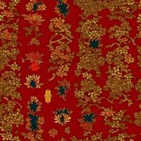 Japonais sans couture modèle dans Oriental géométrique traditionnel style. 3d de fête ornement pour lunaire chinois Nouveau année décoration. rouge et d'or abstrait asiatique vecteur Créatif motif. ancien tigre. photo