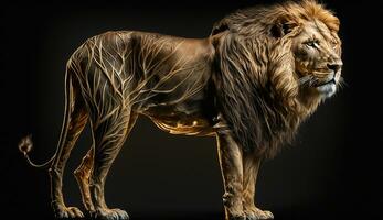 magnifique Lion la photographie néon lumière Couleur ai généré image photo