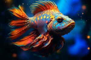 magnifique mandarin poisson spectaculaire éclairage ai généré image photo