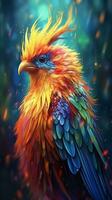 un Animé oiseau vibrant couleurs cinématique ambiance ai généré image photo