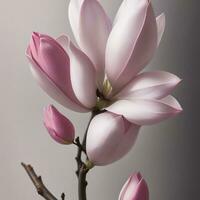 magnolia. réaliste rose fleur isolé sur gris Contexte ai généré photo