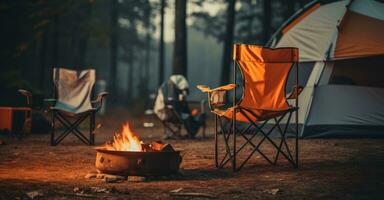 camping chaises et tente photo