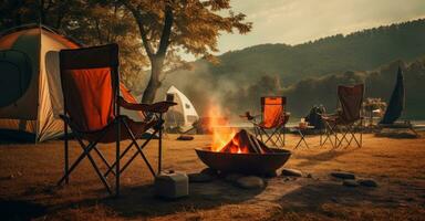 camping chaises et tente photo