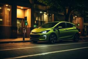 un électrique voiture accusé à une station photo