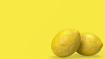 le citron sur Jaune Contexte pour nourriture ou boisson concept 3d le rendu photo