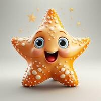 3d dessin animé mignonne étoile de mer ai photo