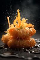 une tempura avec brouiller Contexte ai génératif photo