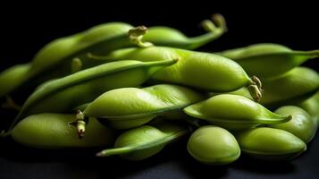 une Edamame avec brouiller Contexte ai génératif photo