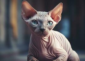 magnifique photo sphynx chat concept, contemporain Naturel et ambiance social Contexte. génératif ai