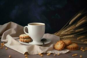 tasse biscuits aliments. produire ai photo