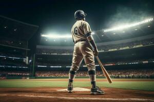 base-ball joueur attendre balle. produire ai photo