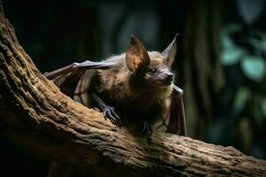 chauve souris arbre forêt. produire ai photo