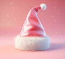 une Père Noël chapeau sur une rose arrière-plan, Noël image, 3d illustration images photo