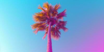 génératif ai, rétro Californie noix de coco palmiers. Hawaii paume des arbres à le coucher du soleil. été Contexte photo