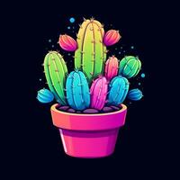 une autocollant coloré cactus fleur vecteur illustration Contexte photo