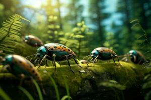 scarabée mousse la nature. produire ai photo