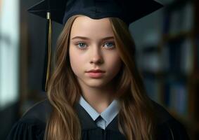 moyen coup fille portrait avec l'obtention du diplôme , monde élèves journée images photo