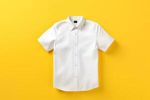 blanc polo chemise isolé sur Jaune Contexte ai généré photo