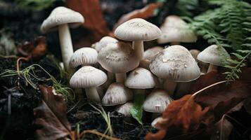génératif ai, Frais différent champignons, l'automne récolte, esthétique en sourdine neutre couleurs photo