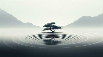 génératif ai, Zen jardin, hypnotique Facile illustration, calme se détendre et méditation concept photo