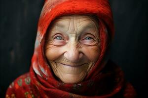 génératif ai, fermer de personnes âgées souriant femme, bonheur Regardez photo