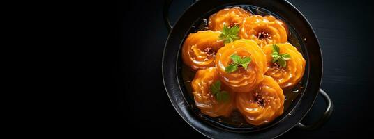 génératif ai, Jalebi, imarti, Imarati, paneer Jalebi ou zulbia, Indien sucré aliments. photo