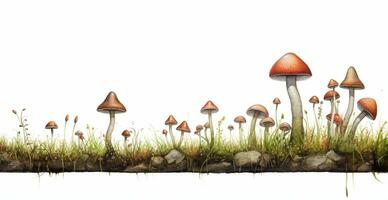 champignons sur herbe frontière photo