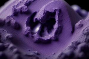 une proche en haut de une violet objet avec une noir Contexte. ai généré photo