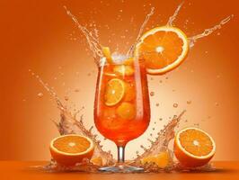 une verre rempli avec Orange tranches et l'eau. ai généré photo