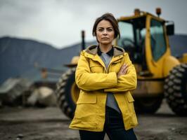 photo coup de une Naturel femme travail comme une construction ouvrier ai génératif