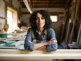 photo coup de une Naturel femme travail comme une construction ouvrier ai génératif