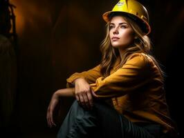 photo coup de une Naturel femme travail comme une construction ouvrier ai génératif