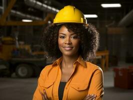 photo coup de une Naturel femme travail comme une construction ouvrier ai génératif