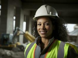 photo coup de une Naturel femme travail comme une construction ouvrier ai génératif