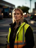 photo coup de une Naturel femme travail comme une construction ouvrier ai génératif