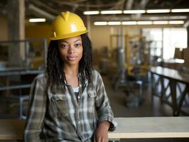 photo coup de une Naturel femme travail comme une construction ouvrier ai génératif