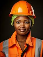 photo coup de une Naturel femme travail comme une construction ouvrier ai génératif