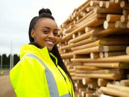 photo coup de une Naturel femme travail comme une construction ouvrier ai génératif