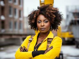 photo coup de une Naturel femme travail comme une construction ouvrier ai génératif