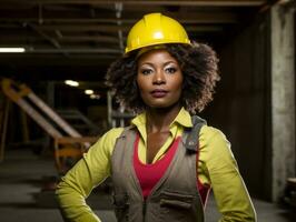 photo coup de une Naturel femme travail comme une construction ouvrier ai génératif