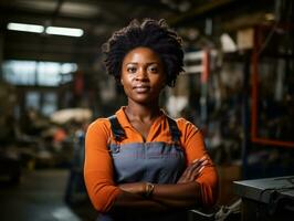 photo coup de une Naturel femme travail comme une construction ouvrier ai génératif